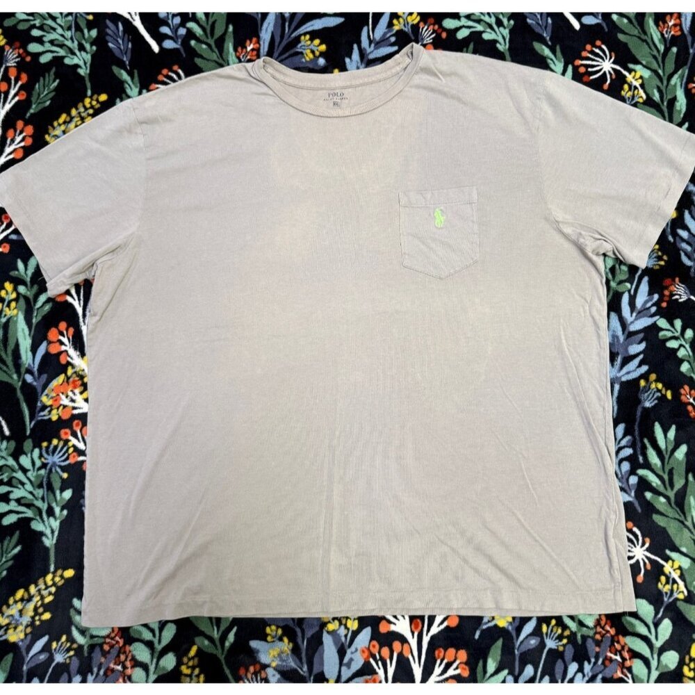 Polo Ralph Lauren Front Pocket Small Pony Gray Shirt Size 2XL‎ Vintage 90s